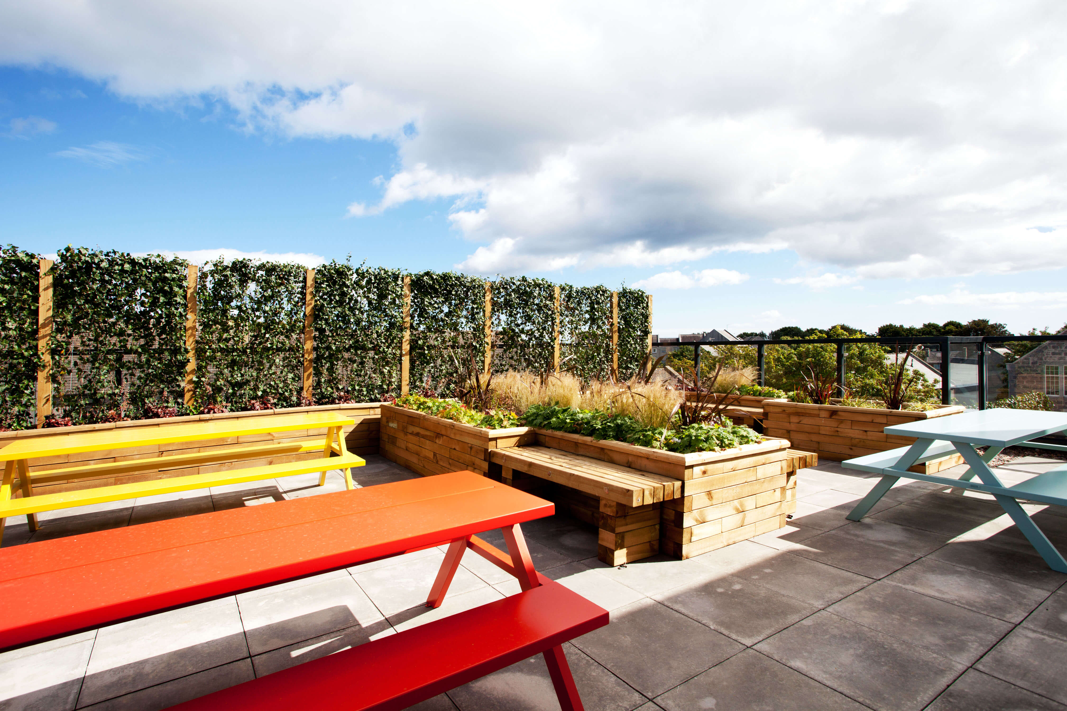 Roof terrace with benches